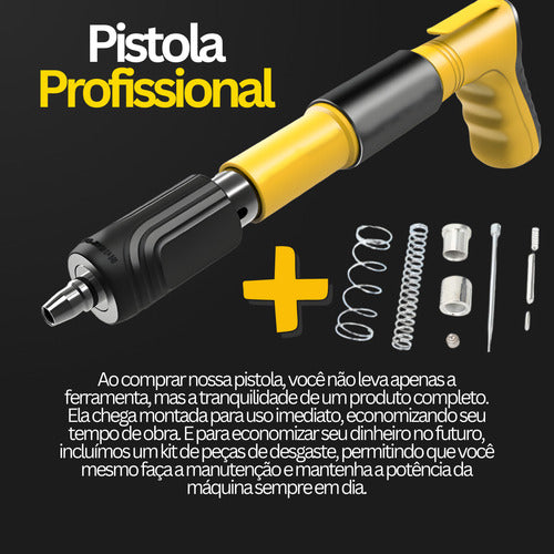 Pistola De Prego Fixa Pino Profissional Grampeia Parede, Aço