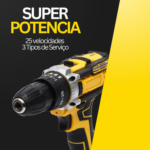 Super Parafusadeira Furadeira De Impacto Sem Fio Potente 21v