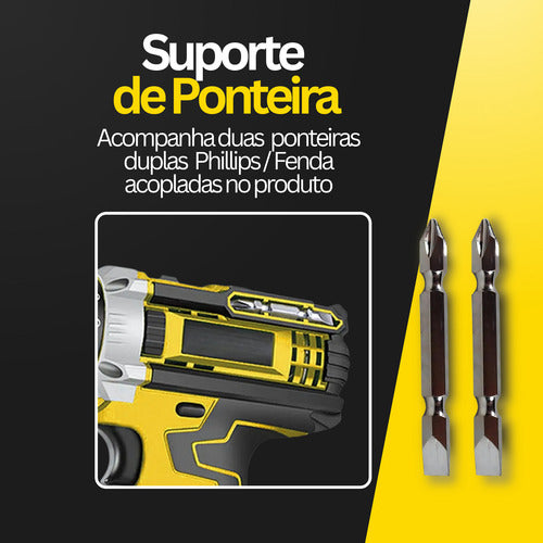 Super Parafusadeira Furadeira De Impacto Sem Fio Potente 21v
