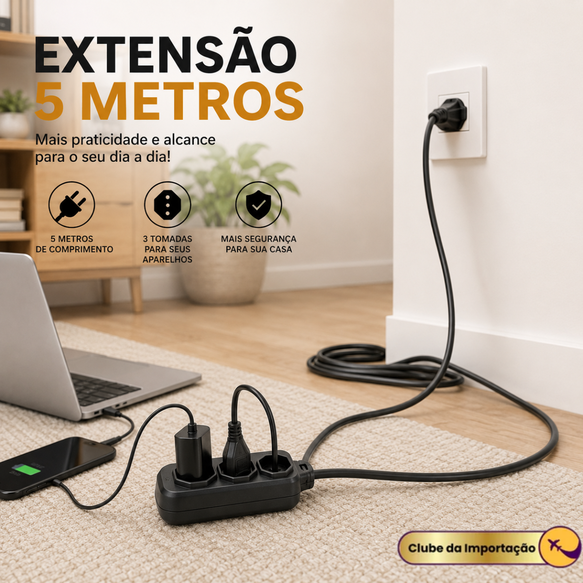 EXTENSÃO 5M PRETA