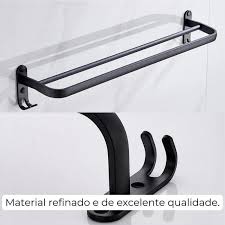 Suporte  De Toalha Preto Fosco
