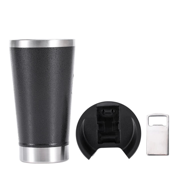 Copo Térmico com Tampa e Abridor 473ml Cerveja Inox