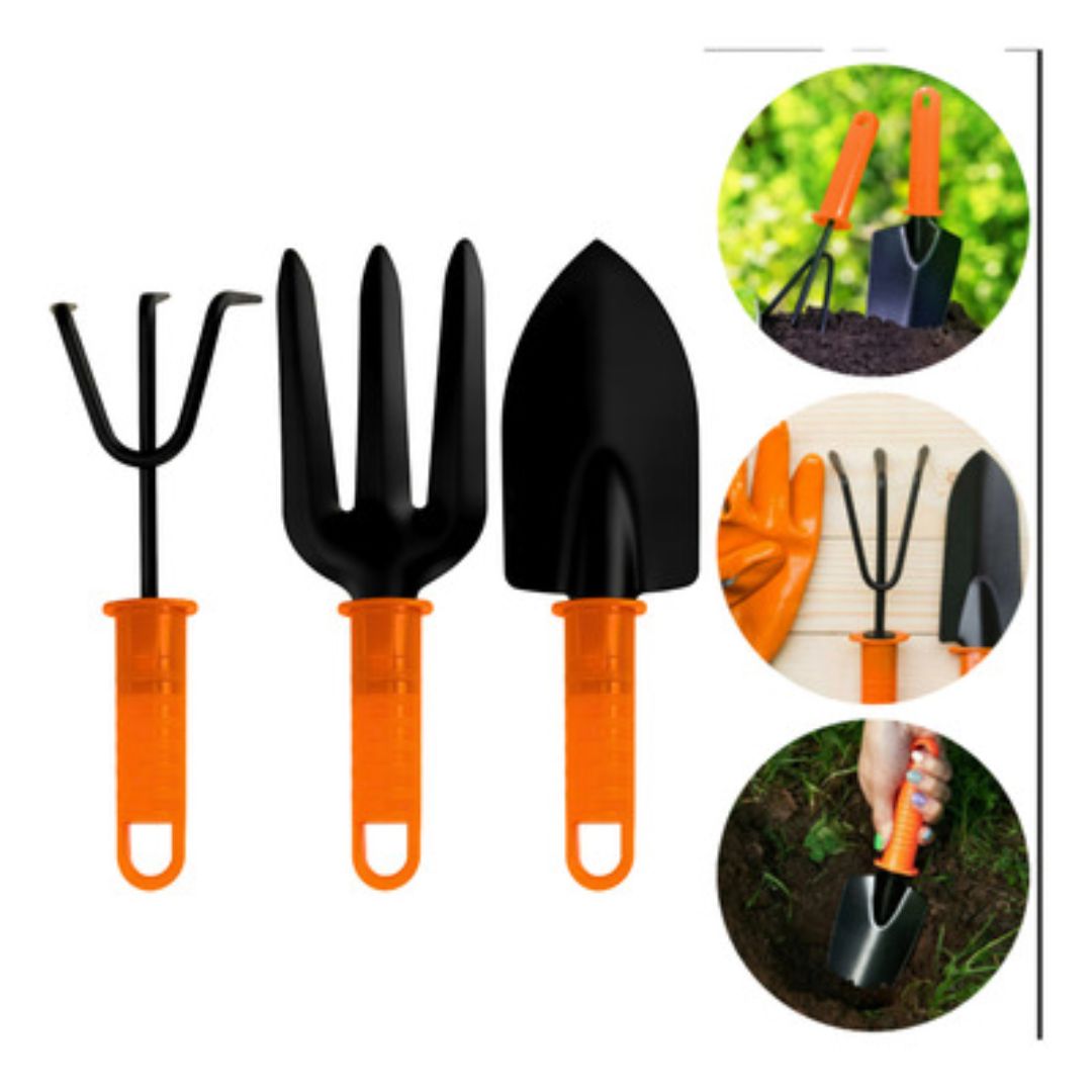 Kit 3 Peças para Jardim com Pá, Garfo e Enxada, Perfeito para Cuidar de Suas Plantas
