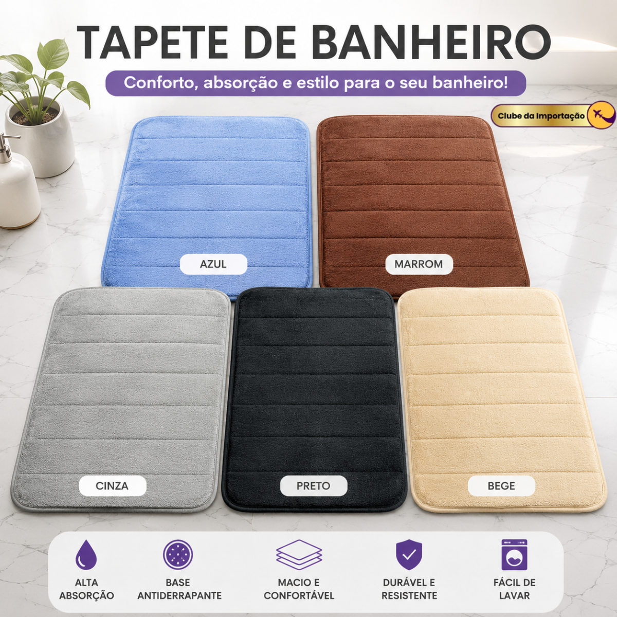 TAPETE DE BANHEIRO ANTIDERRAPANTE