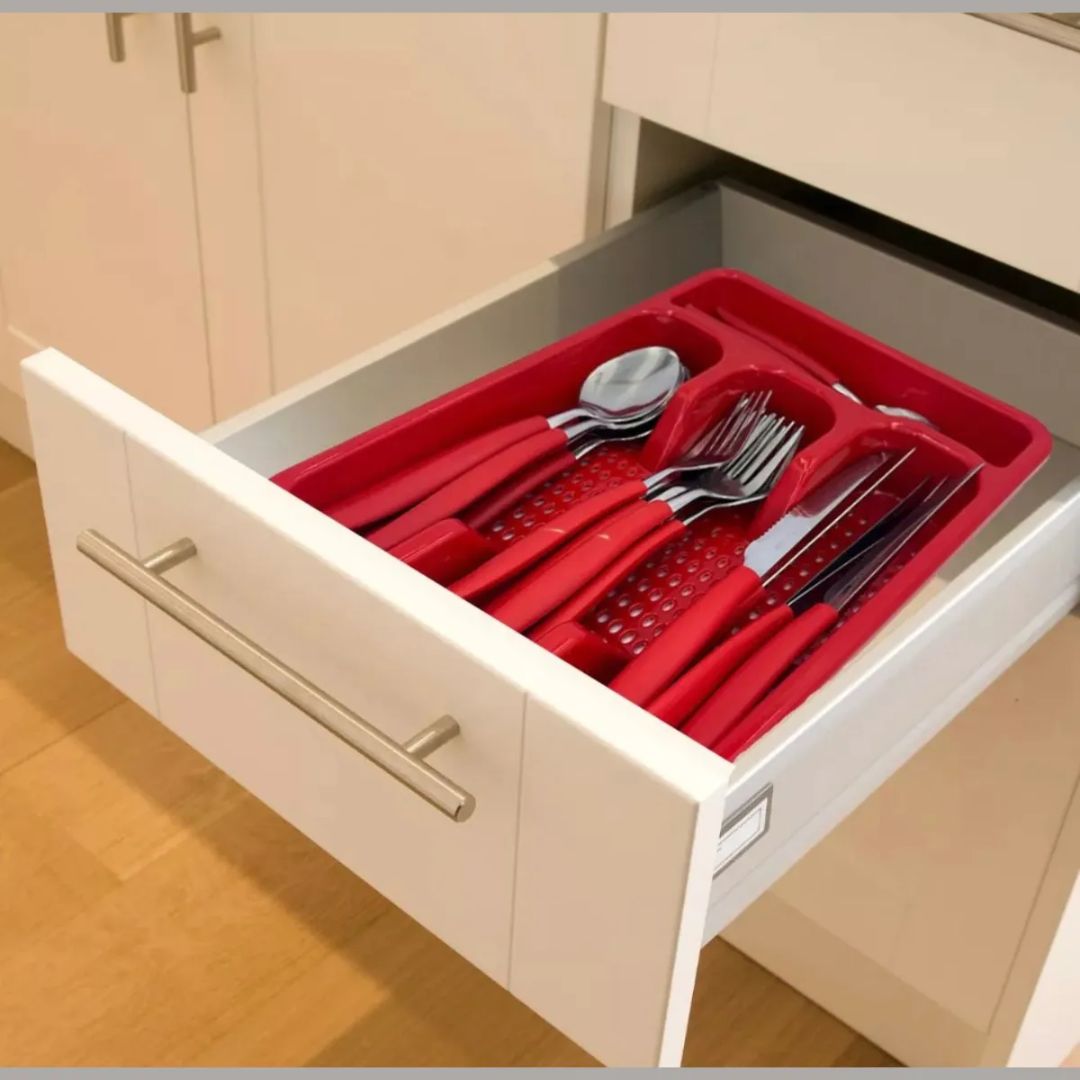 JOGO DE TALHER VERMELHO COM PORTA TALHERES