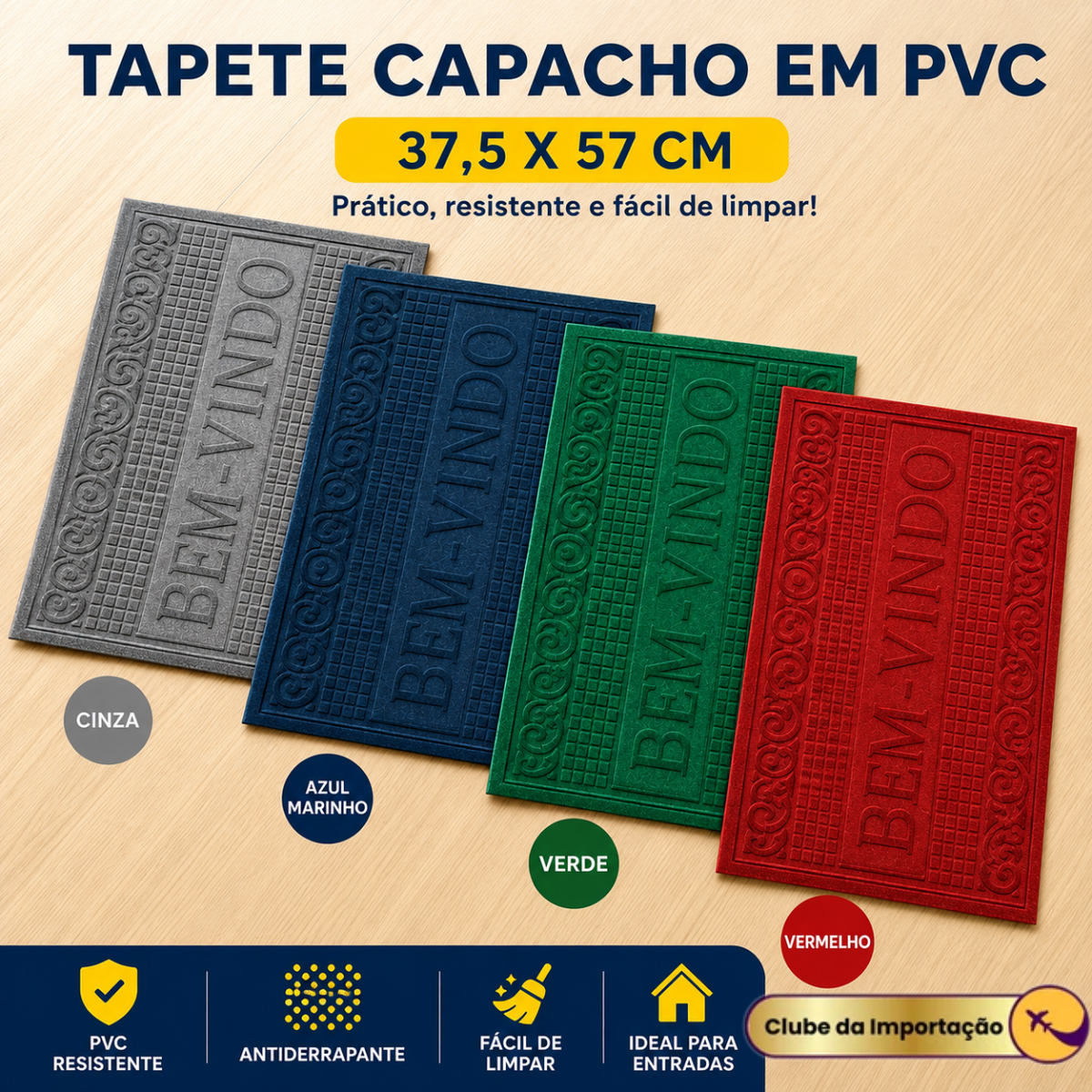 TAPETE CAPACHO EM PVC 37,5X57CM