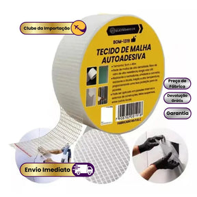 Fita Telada De Malha Fibra Drywall Reparos Rachaduras Parede