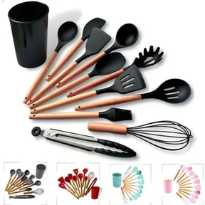 Kit 12 Peças Utensílios de Cozinha Silicone e Bambu – Resistência, Estilo e Praticidade